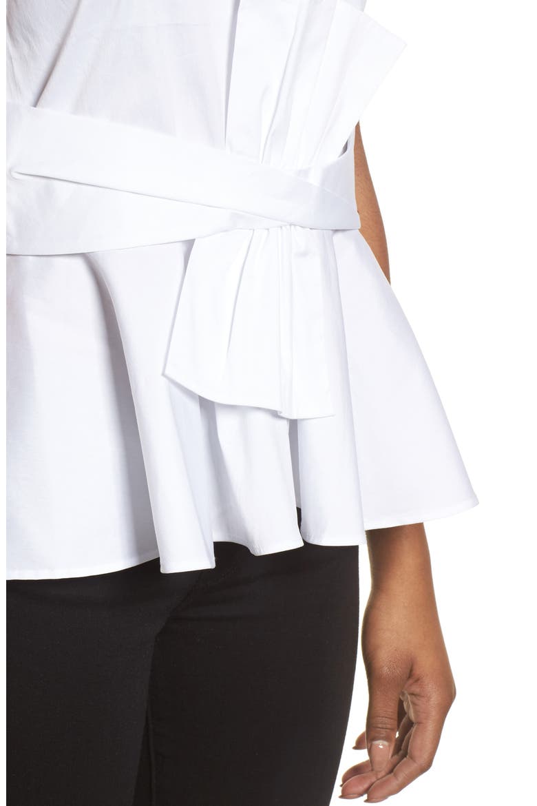BOW DETAIL PEPLUM TOP, Alternate, color, WHITE