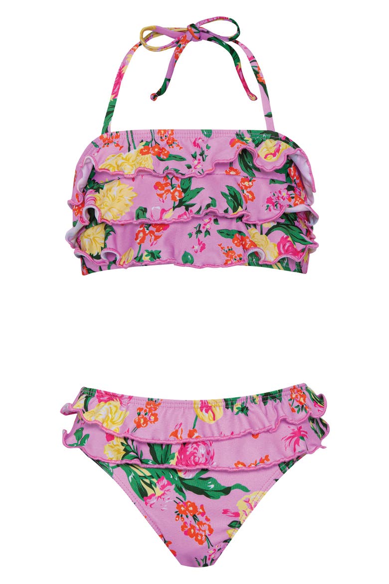 Kids' Ruffle Two-Piece Swimsuit, Main, color, DAHLIA