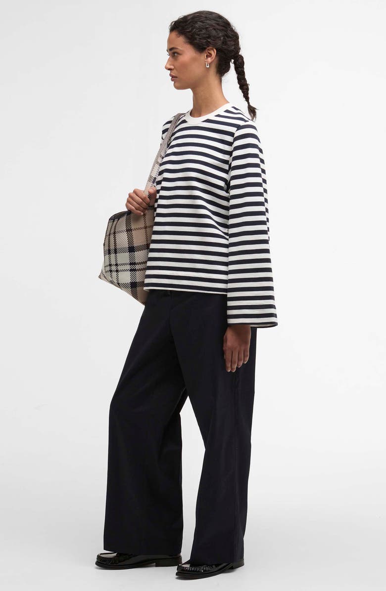 Barbour Layla Stripe Sweatshirt, Alternate, color, Cloud/ Dark Navy Stripe