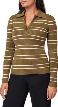 Scotch & Soda Stripe Zip Polo Sweater