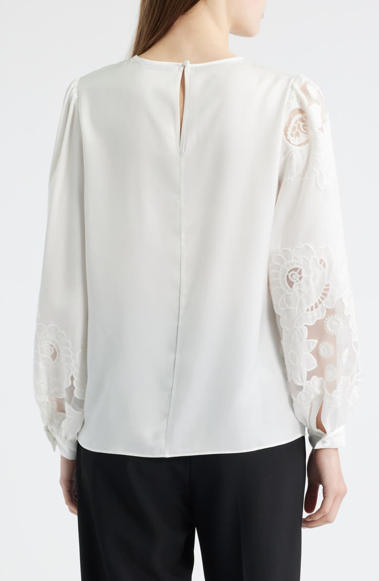 Elie Tahari The Alisa Floral Mesh Long Sleeve Shirt, Alternate, color, 