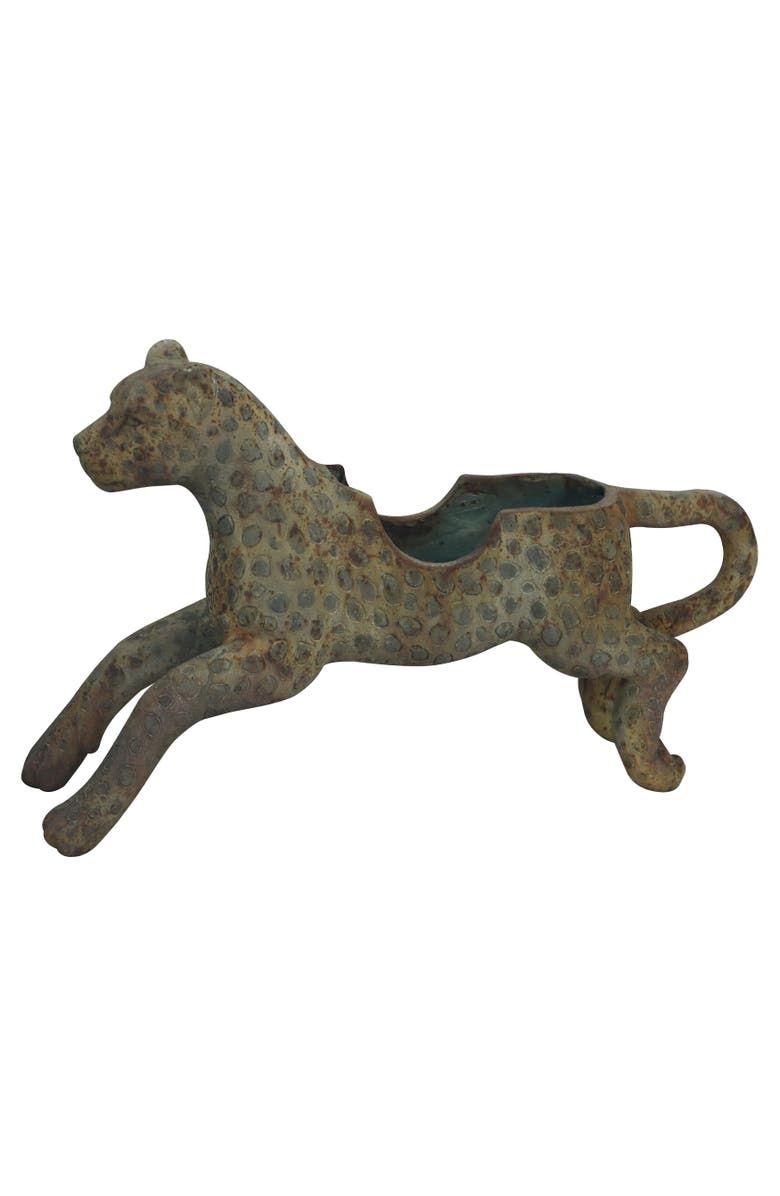 Storied Home Vintage Carousel Leopard Planter, Distressed Multicolor, Main, color,