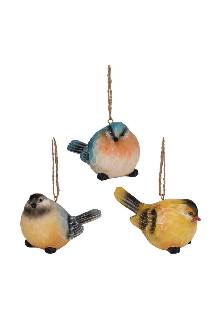 Song Birds Ornament Set of 3, Main, color, Yellow