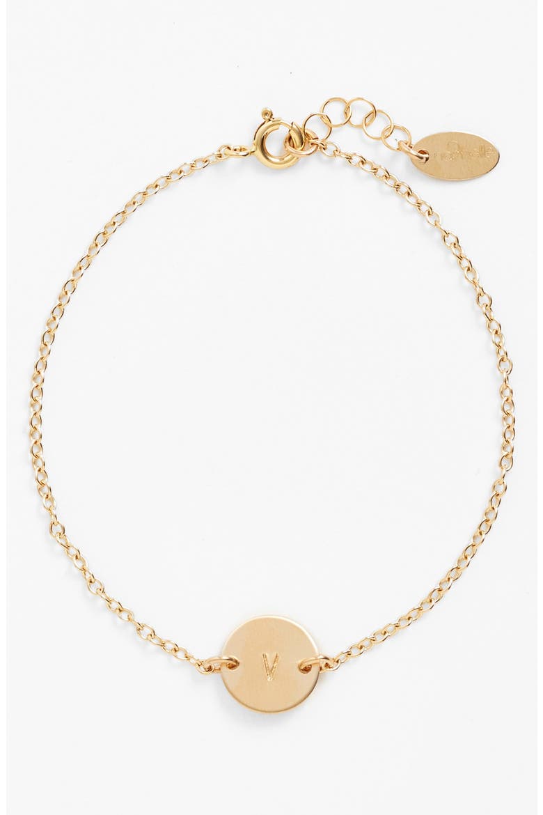 Initial Mini Disc Bracelet, Main, color, 14K GOLD FILL V