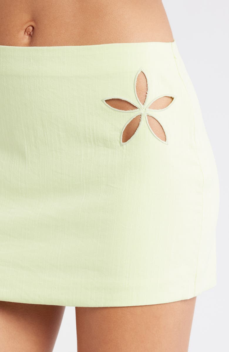 Mistress Rocks Floral Cutout Miniskirt, Alternate, color, Matcha