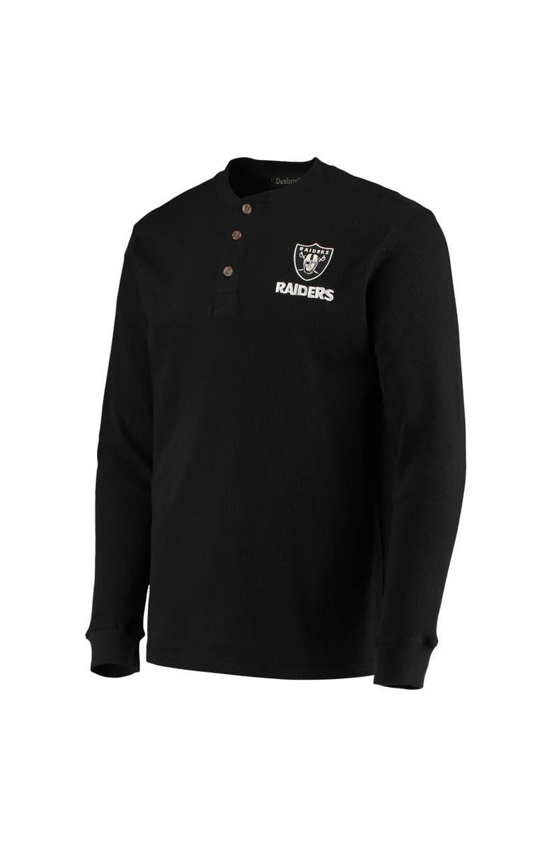 DUNBROOKE Men's Dunbrooke Black Las Vegas Raiders Logo Maverick Thermal Henley Long Sleeve T-Shirt, Alternate, color, Black