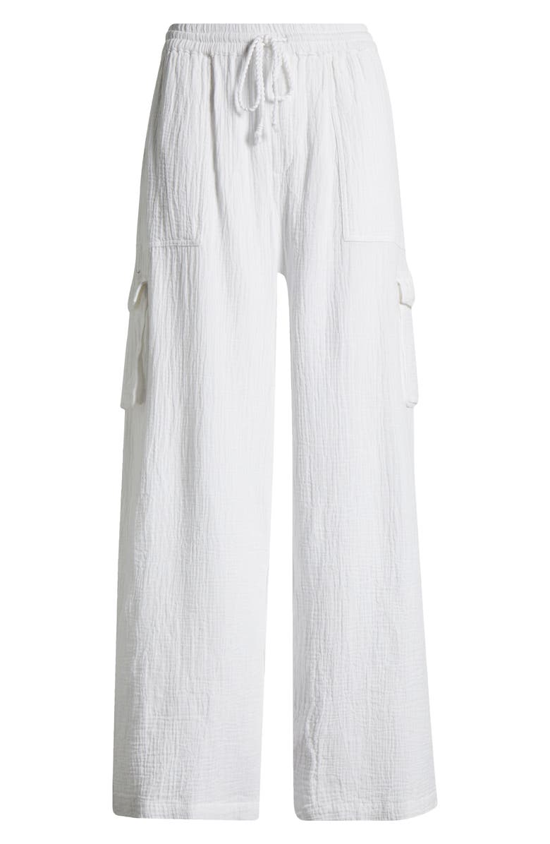 Nordstrom Cotton Gauze Cover-Up Cargo Pants, Alternate, color, White