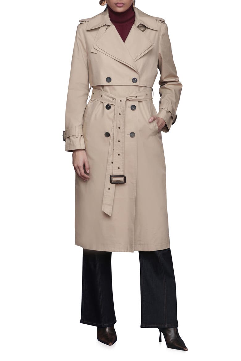 Layered Cotton Blend Trench Coat, Main, color, SAND