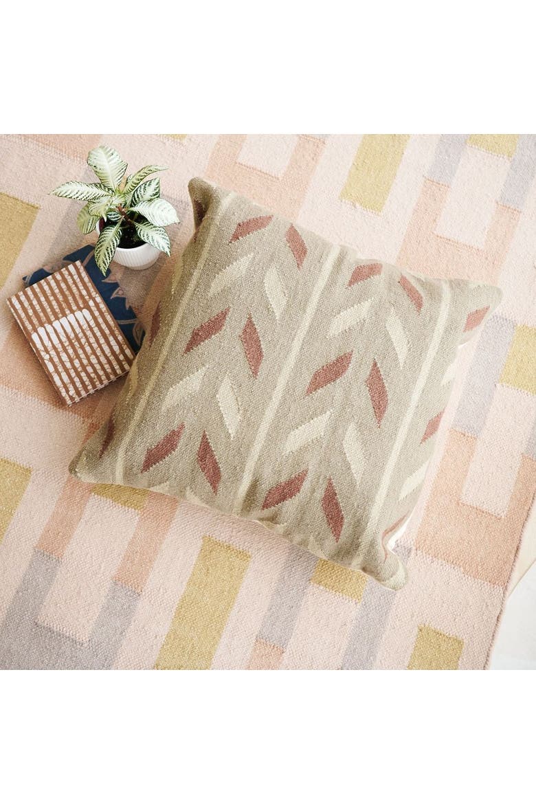 Ero Green Brown Geometric Pattern Hand-woven Jute Cotton Pillow - Cover Only, Alternate, color, Green/Brown