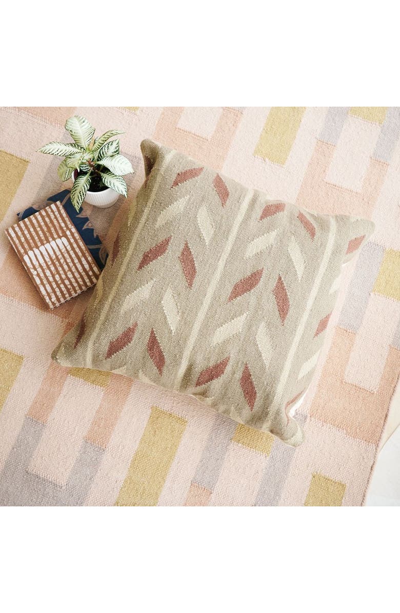 Studio Variously Ero Green Brown Geometric Pattern Hand-woven Jute Cotton Pillow - Cover Only, Alternate, color, Green/Brown