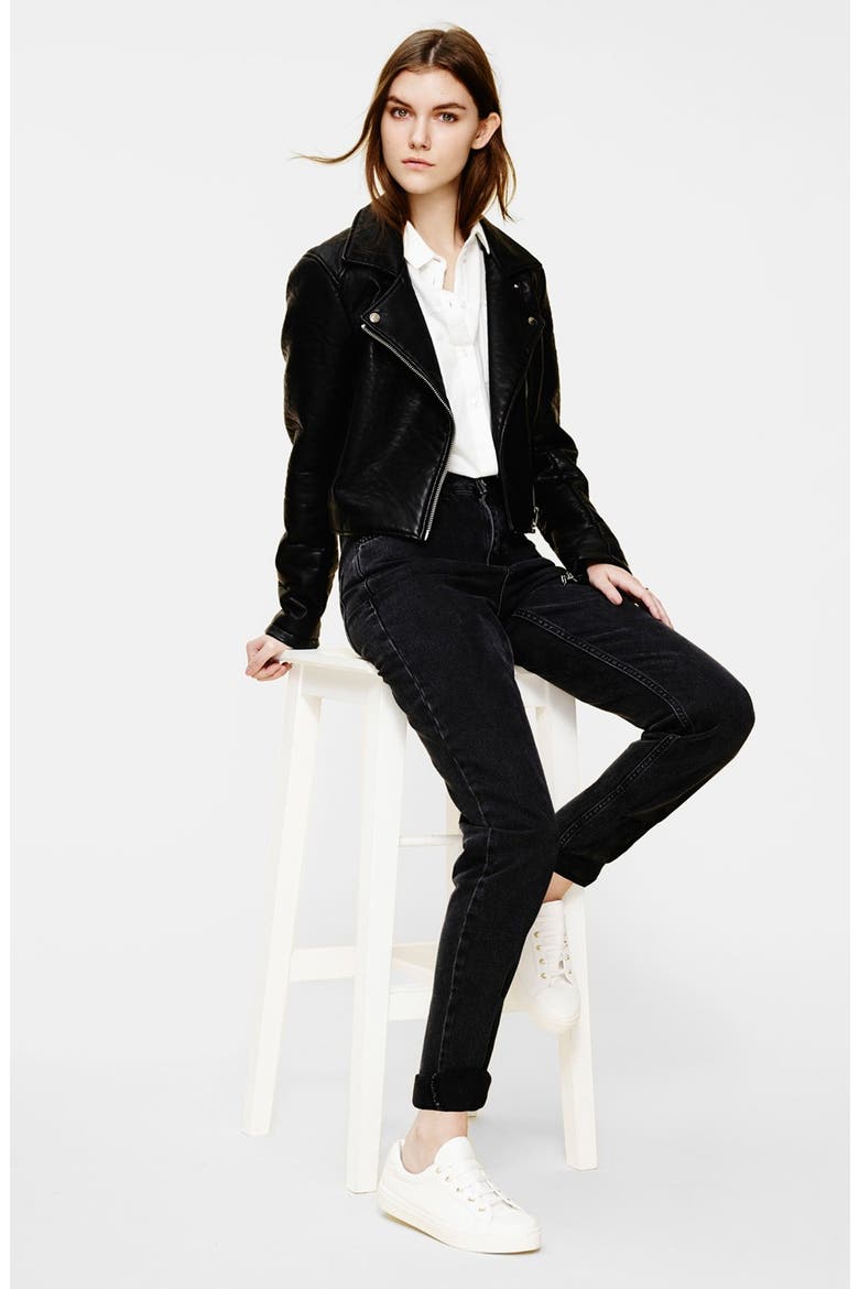 Moto 'Joni' High Rise Skinny Jeans, Alternate, color, BLACK