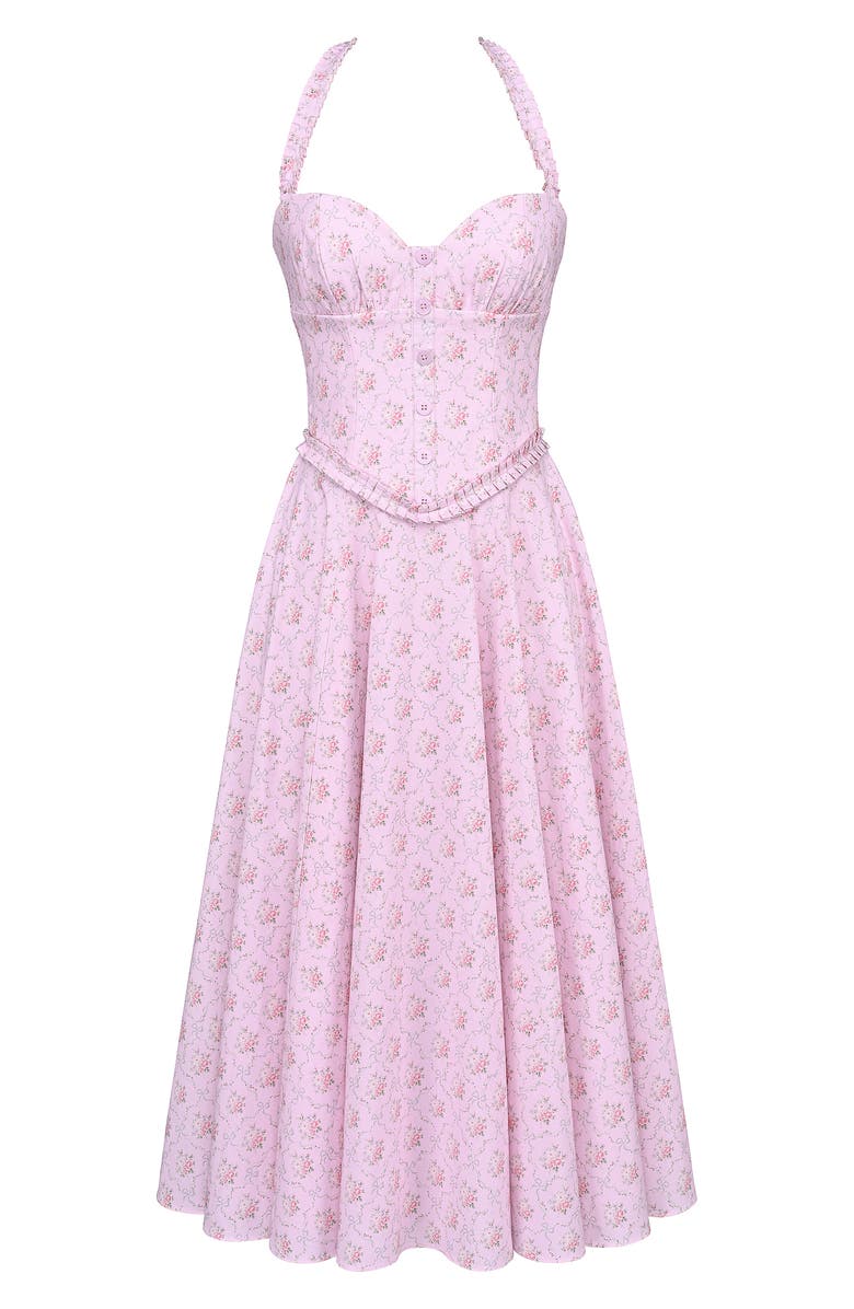 HOUSE OF CB Georgie Halter Neck Midi Dress, Alternate, color, Rose Pink