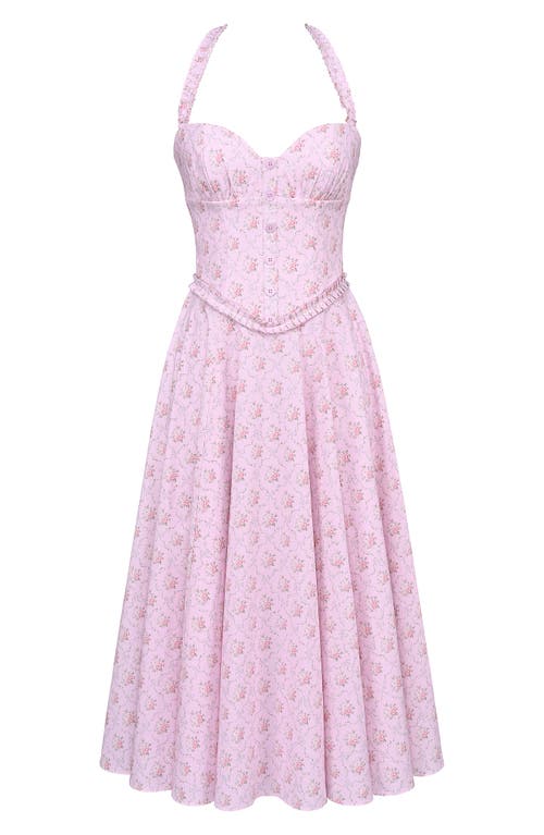 House Of Cb Georgie Halter Neck Midi Dress In Pink