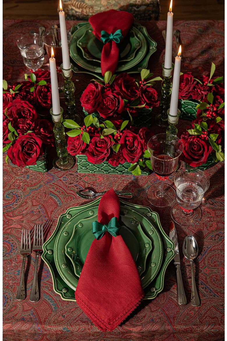 Berry Scallop Set of 4 Linen Napkins, Alternate, color, RUBY