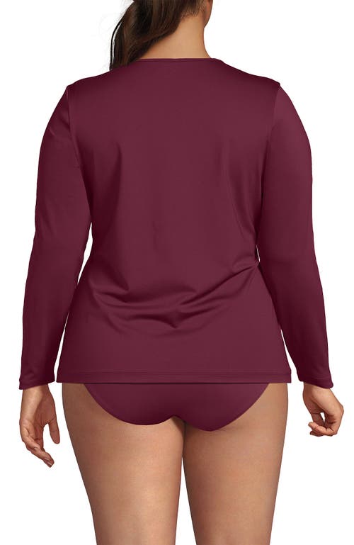Lands' End Plus Size Long Sleeve Relaxed Upf 50 Rash Guard In Burgundy