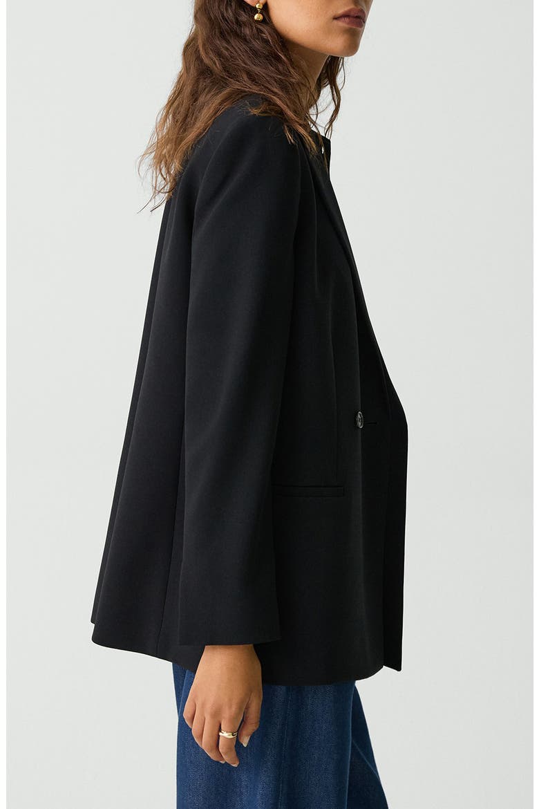 Relaxed Double Breasted Blazer, Alternate, color, BLACK