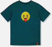 Deux par Deux Organic Cotton Jersey Smiley Face Graphic T-Shirt