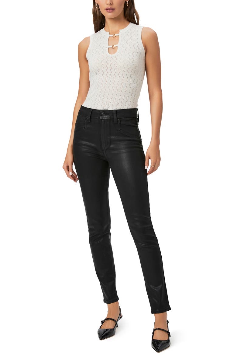 Gemma Coated High Waist Cigarette Jeans, Alternate, color, BLACK FOG LUXE COATING