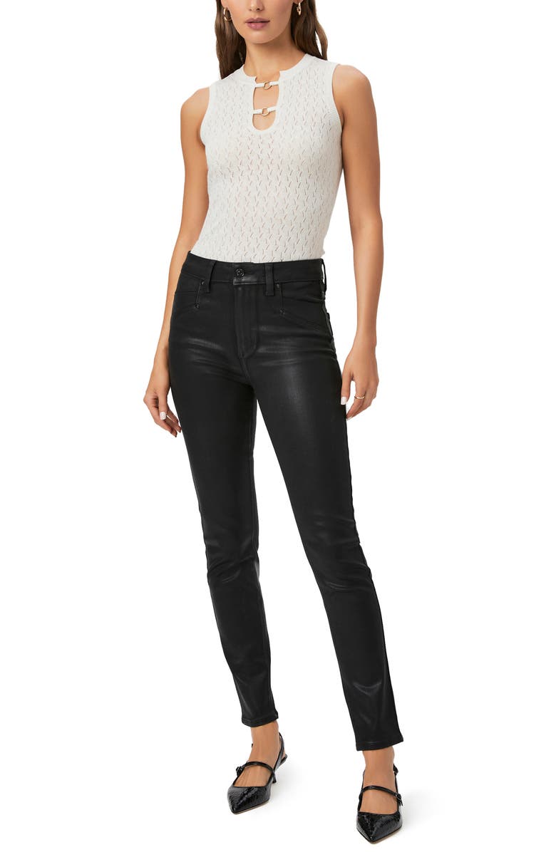 PAIGE Gemma Coated High Waist Cigarette Jeans, Alternate, color, Black Fog Luxe Coating