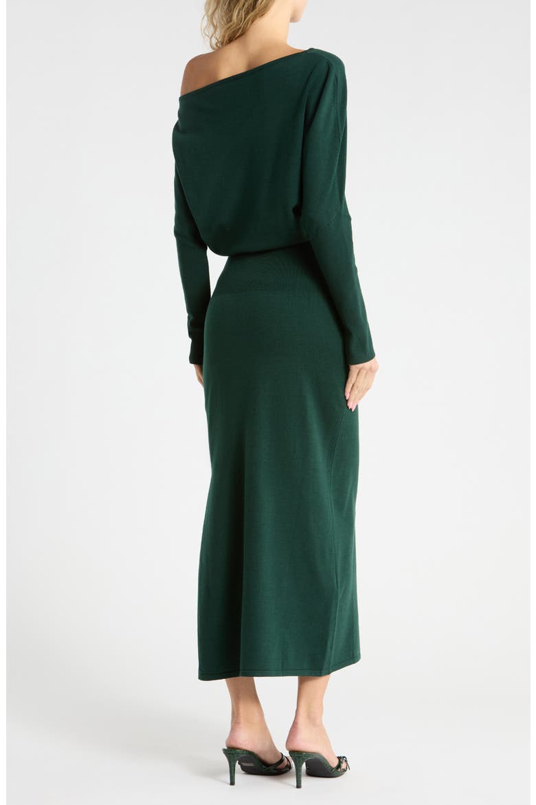 Janese Off Shoulder Midi Dress, Alternate, color, EMERALD
