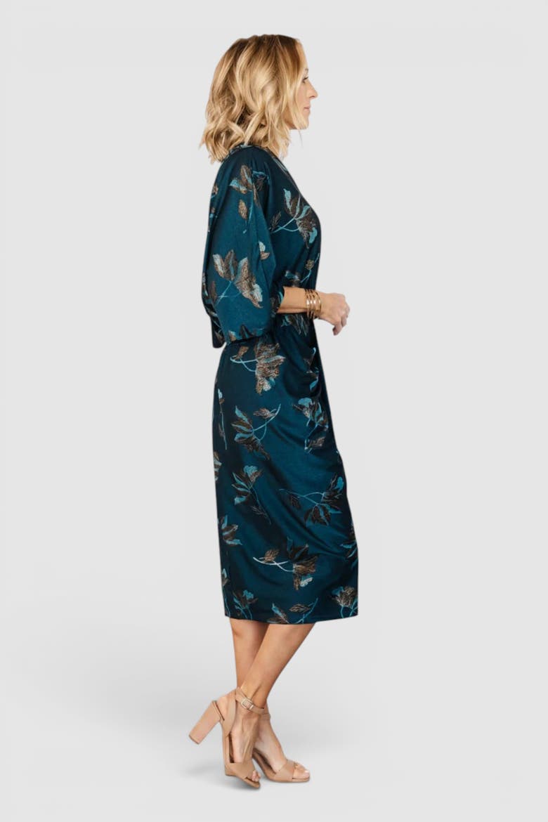 Shaneen Ruched Midi Dress, Alternate, color, Blue
