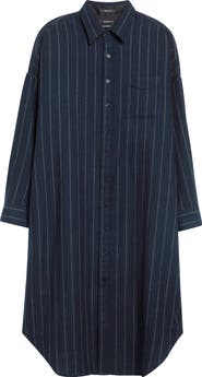R13 Jumbo Long Sleeve Virgin Wool Shirtdress