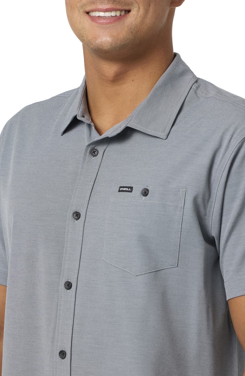 O'Neill Heathered Short Sleeve Button-Up Shirt, Alternate, color, 