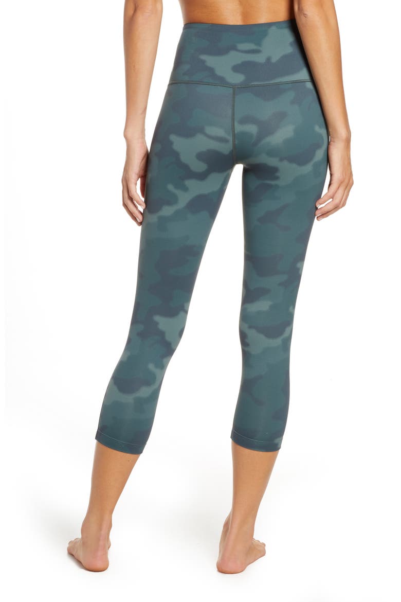 Live In High Waist Crop Leggings, Alternate, color, GREEN PONDEROSA CAMO BLUR