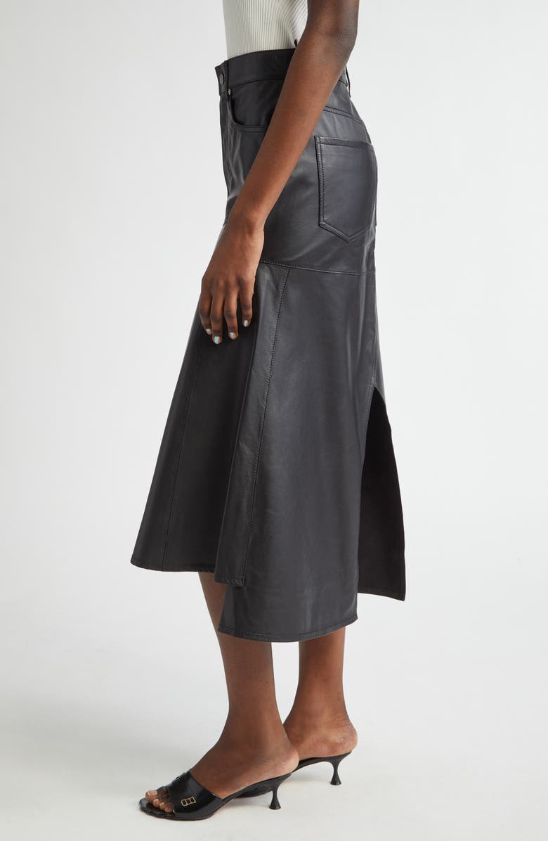 Victoria Beckham Paneled Leather Midi Skirt, Alternate, color, 