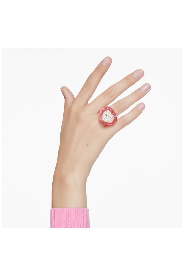 Dulcis Crystal Heart Cocktail Ring, Alternate, color, PINK