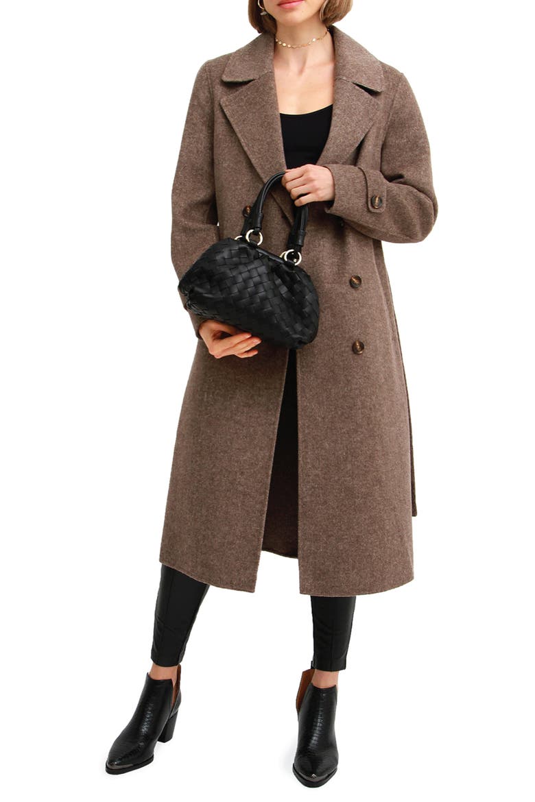 Front Runner Belted Wool Blend Coat, Alternate, color, WALNUT