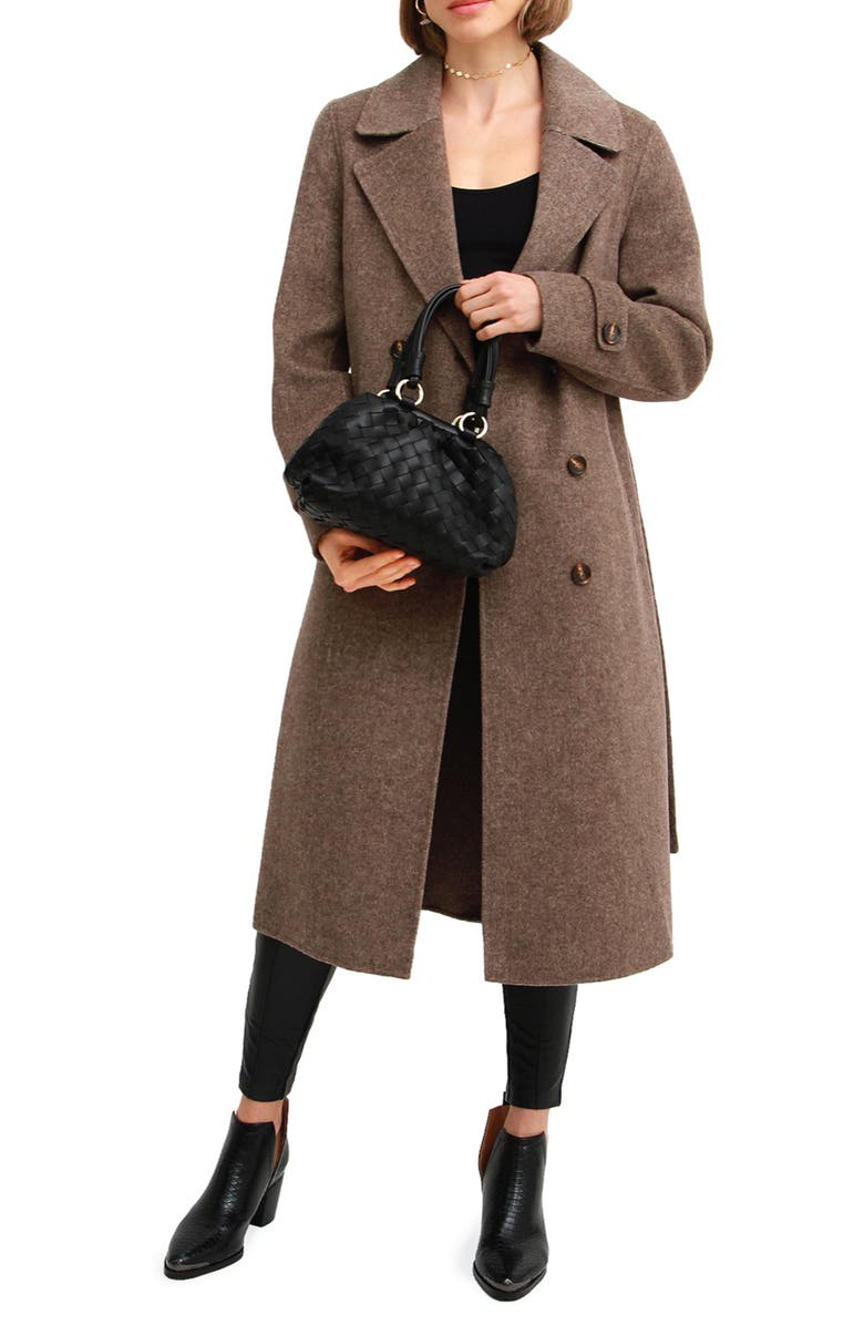 Belle & Bloom Front Runner Belted Wool Blend Coat, Alternate, color, Walnut