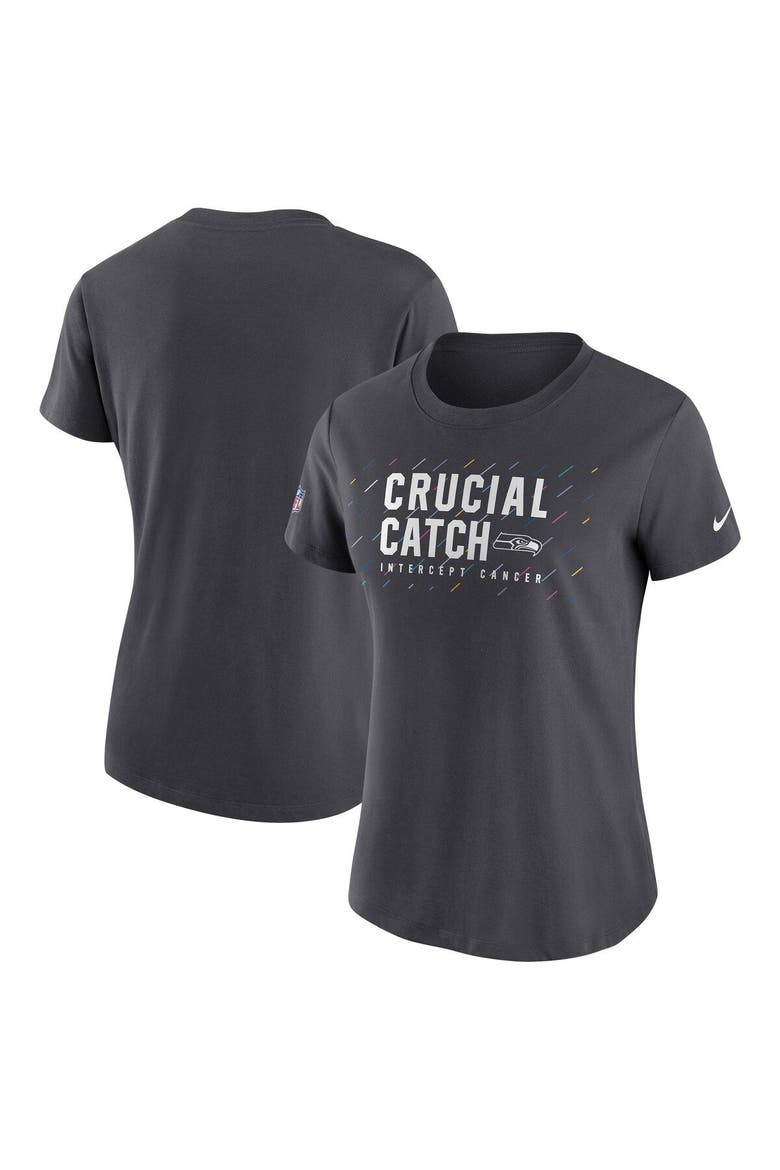 Women's Nike Anthracite Seattle Seahawks 2021 NFL Crucial Catch Performance T-Shirt, Main, color, Anthracite