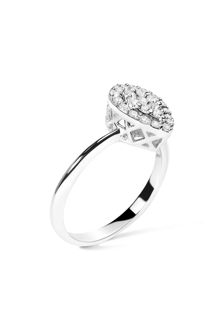 10K White Gold 3/8 Cttw Round-Cut Lab Grown Diamond Cluster Pear Promise Ring, Alternate, color, White