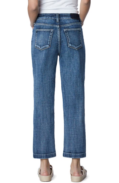 Hint Of Blu Clever High Waist Slim Straight Leg Jeans In Tide Blue Dark