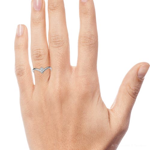 Bliss Diamond Diamond Stackable Chevron Wedding Ring 14k Gold Lab Grown In Silver