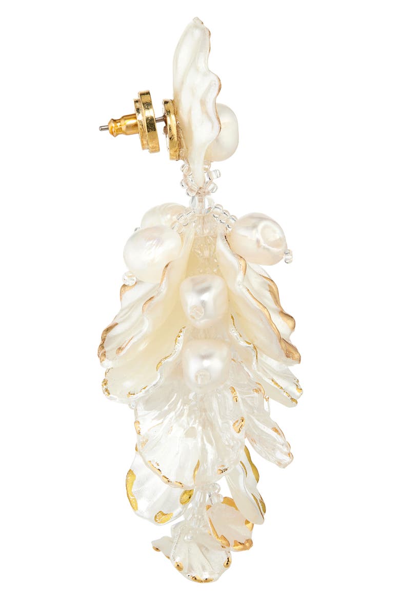Mixed Petals Drop Earrings, Alternate, color, IVORY