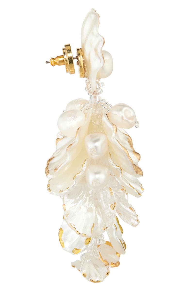 Oscar de la Renta Mixed Petals Drop Earrings, Alternate, color,