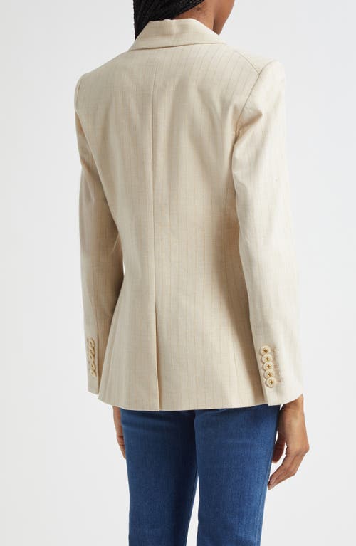 Veronica Beard Gaya Metallic Chalk Stripe Cotton Blend Dickey Jacket