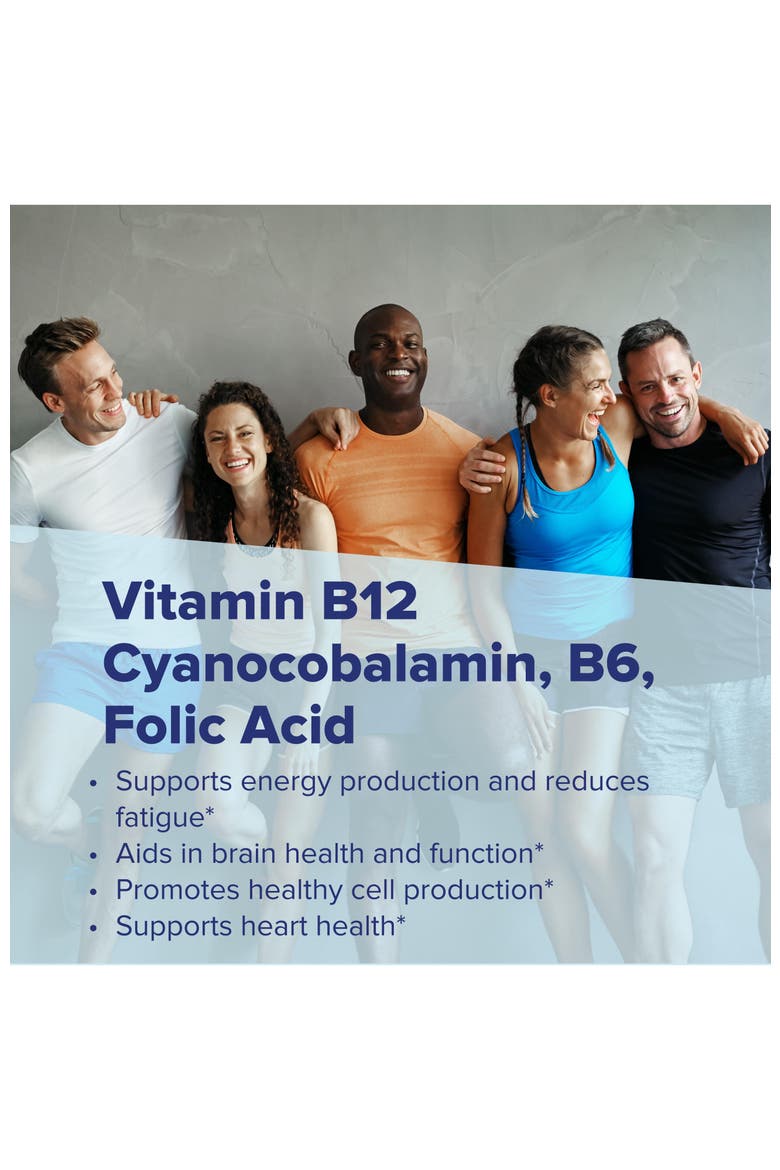 No Shot Vitamin B-12 Cyanocobalamin B-6 Folic Acid Vitamin D-3 Sublingual Dissolving Tablets, Alternate, color, White