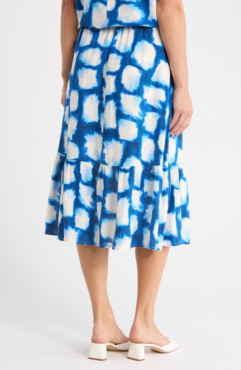 DKNY Linen Blend Midi Skirt, Alternate, color, Cobalt/ Aqua Multi