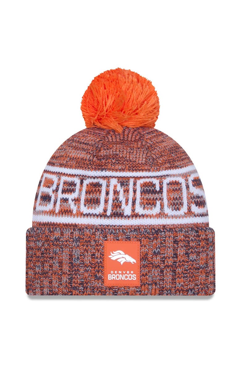 New Era Men's New Era Orange Denver Broncos 2025 Sideline Cold Weather Cuffed Knit Hat with Pom, Main, color, Orange