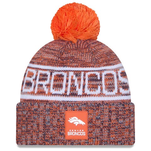 Men's New Era Orange Denver Broncos 2025 Sideline Cold Weather Cuffed Knit Hat with Pom