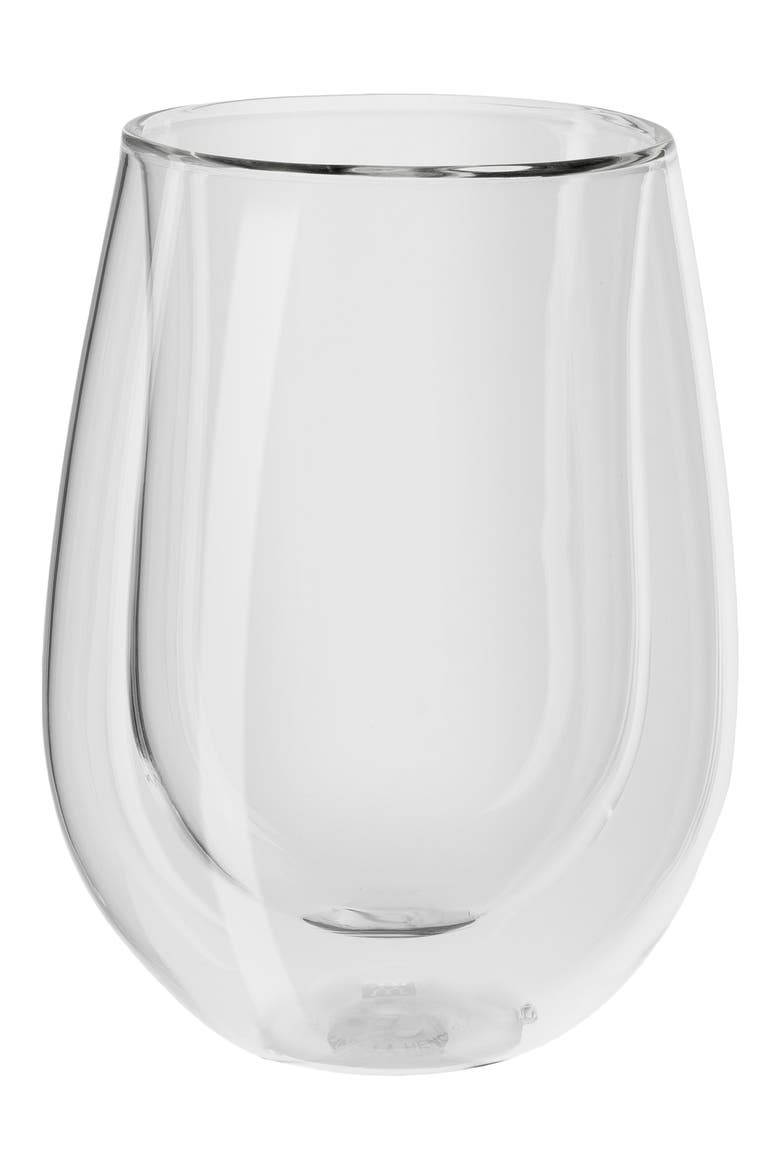 Sorrento Set of 2 Stemless White Wine Glasses, Main, color, SILVER