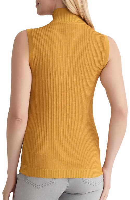Jones New York Rib Sleeveless Turtleneck Sweater In Gold