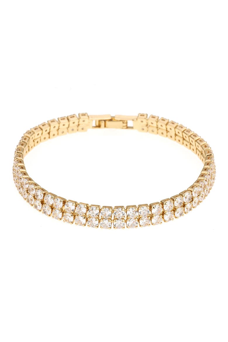 Thick Cubic Zirconia Bracelet, Main, color, GOLD