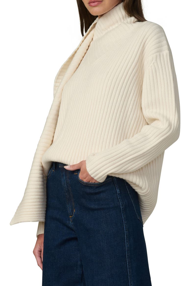 The Noa Ribbed Wool Blend Scarf Sweater, Alternate, color, ECRU