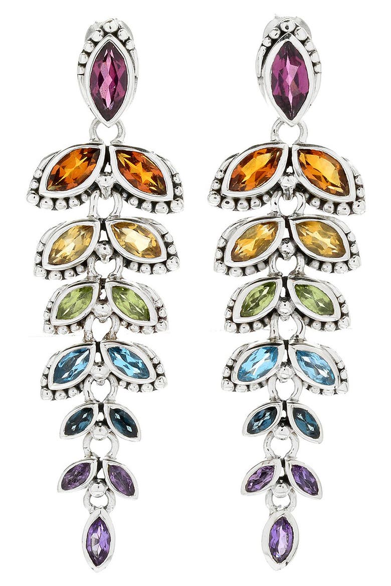 Sterling Silver Semiprecious Stone Drop Earrings, Main, color, SILVER/ SEMIPRECIOUS GEMS