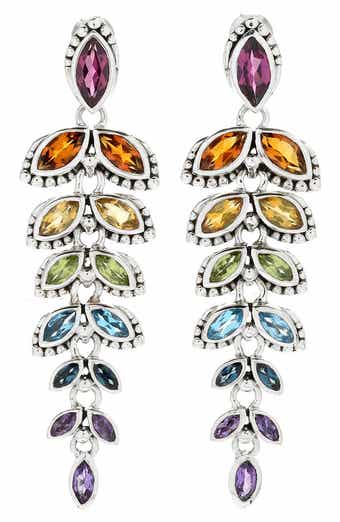 Sterling Silver Semiprecious Stone Drop Earrings