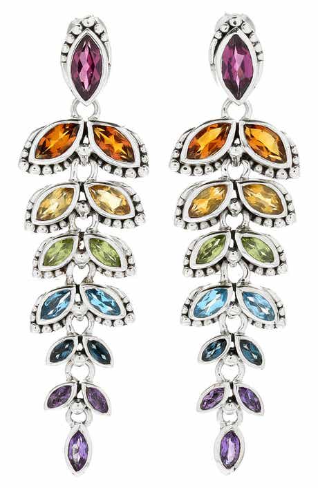 SAMUEL B. Sterling Silver Semiprecious Stone Drop Earrings
